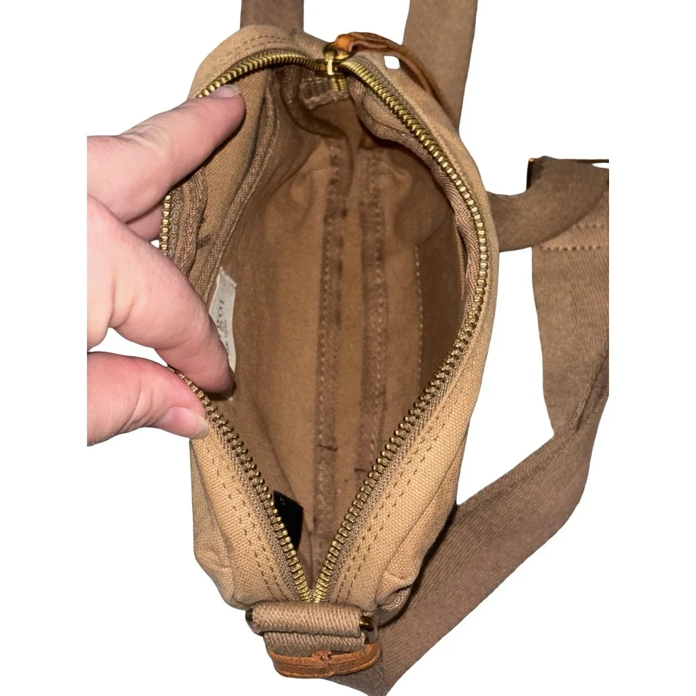 Margot New York Tan Canvas Crossbody Bag Small Brown Utility Travel Purse
